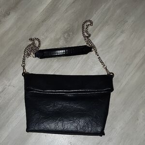 Anthropolgie Sleek Black Leather Shoulder/ Crossbody Bag